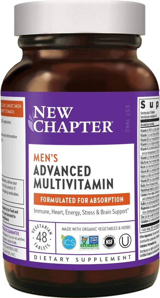 Nuovo Capitolo Multivitamina maschile, Ogni uomo, Fermentato con Probiotici + Selenio + B Vitamine + Vitamina D3 + Ingredienti organici non OGM - 48 ct (Packaging May Vary)