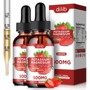 Supplément de citrate de magnésium de potassium, gouttes de citrate de magnésium liquide 500mg avec Ashwagandha, Calcium, zinc, vitamine D3, B6, B12, CoQ10 - Soutien Calme et Bone et Muscle et Immune Santé Vegan 2 Pack