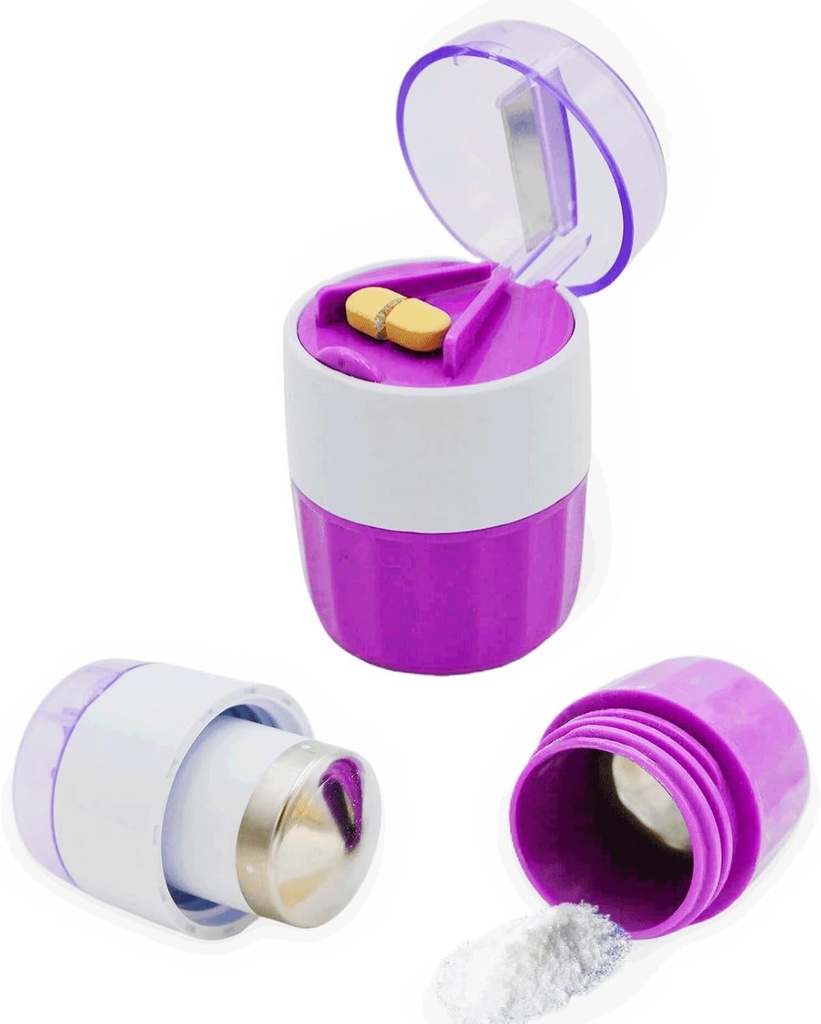 KIRIYUUK Pill Crusher e Grinder, schiaccia più compresse a una polvere fine, acciaio inossidabile, perfetto per il viaggio, Pulverizzatore di aspirazione adatto per il viaggio, l'uso di tubo di alimentazione grande e gli animali domestici, uso quotidiano