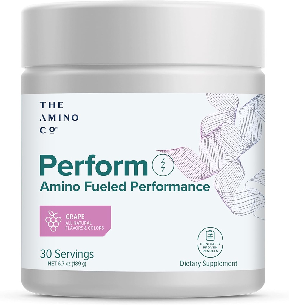 L'Amino CO. - Eseguire il integratore pre-allenamento della polvere con aminoacidi EAA puri e aroma naturale, Stevia ha addolcito l'energia di preallenamento per uomini e donne - Uva (6.7 oz)