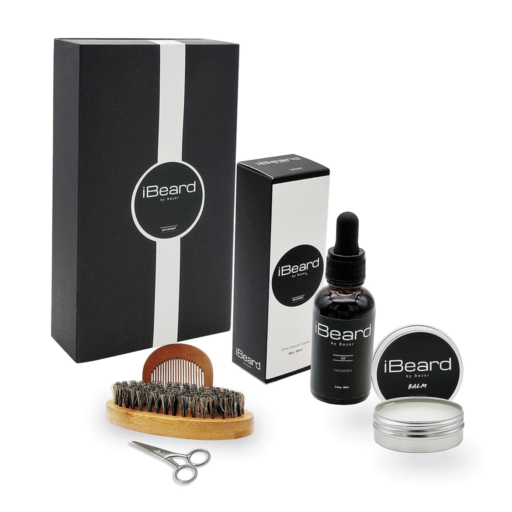 Kit di crescita del cuscinetto con olio del cuscinetto, spazzola del cuscinetto, forbici, balsamo del cuscinetto e corredo del cuscinetto perfetto per gli uomini