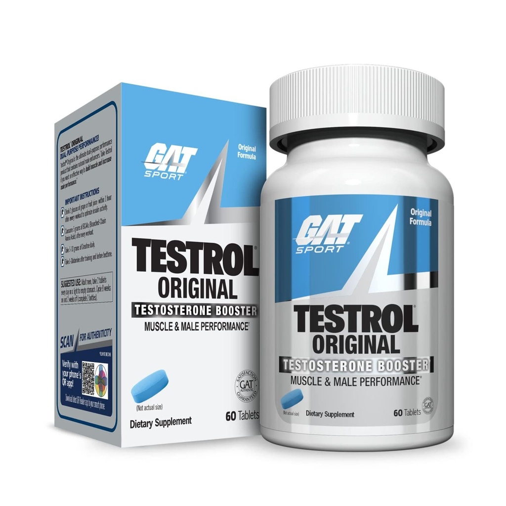 GAT Sport Testrol Original Test Booster | Prestazioni maschili, Vitalità, Tribulus, Zinco, Magnesio | 60 capsule