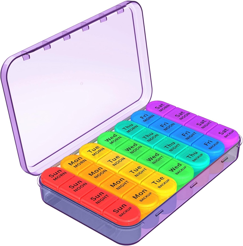 Daviky Weekly Pill Organizer 4 Mal pro Tag, Große 7 Tage Pille Box für Reisen, Medizin Organizer Box mit abnehmbaren individuellen Pillen-Container Vitamine, Ergänzungen und Medikamente zu halten