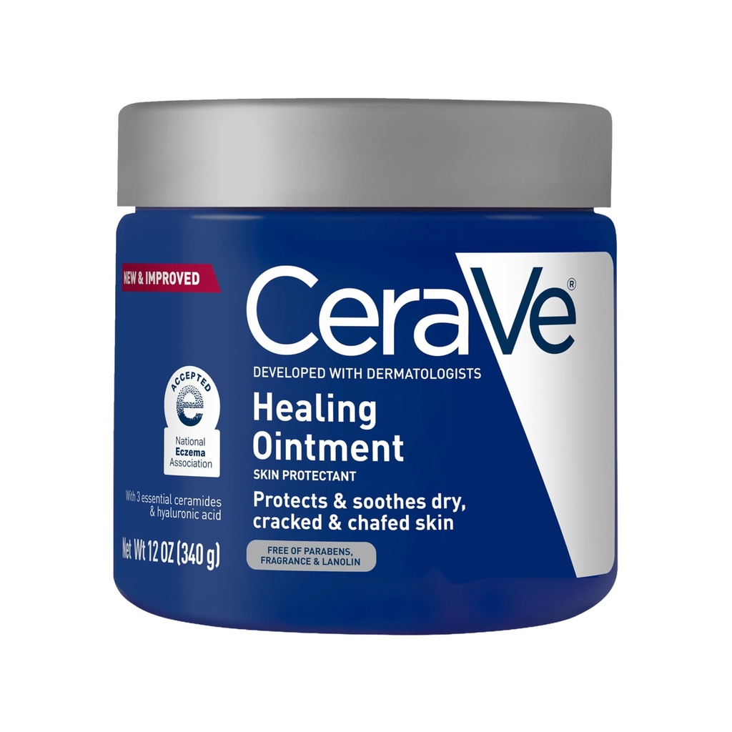 CeraVe Heilsalbe, Hydrating Hautschutzmittel mit Petrolatum, Hyaluronsäure & Ceramide, Gesichts- & Körper-Haut-Barriere Reparieren für Cracked, Chafed, Dry Skin, Fragrance Free & Lanolin Free, 12 Oz