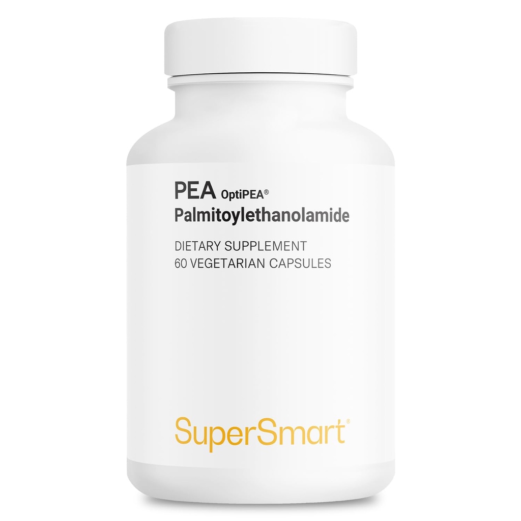 Supersmart - 99% Pea Supplemento 1200 mg al giorno (Patented) - OptiPEA PalmitoylEthanolAmide | Non-GMO & Gluten Free - 60 capsule vegetariane