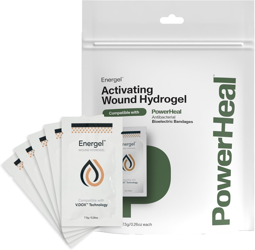 PowerHeal Energel Hydrogel – Wound Gel, um Ihre Wunde und Hilfe halten & bieten Feuchtigkeit für Schnitte, Abrasionen, Blister, Burns, Scrapes, chirurgische Incisions, Ulcers & More – 5-Pack, 0.26 Oz Jede