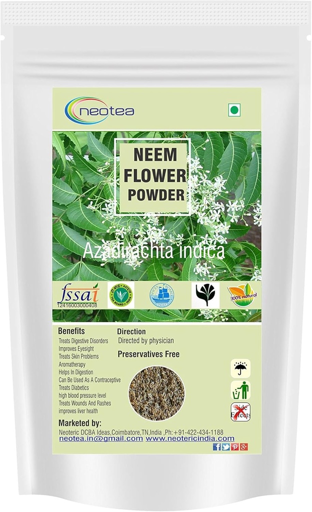 Neotea Azadirachta Indica Neem Blumenpulver Veppam Poo 200 GM | Neem Blume (Veppam) Pulver | Pure & Herbal (Neem) Pushpam Poo | Premium & Organic Indian Lilac Flower Poo