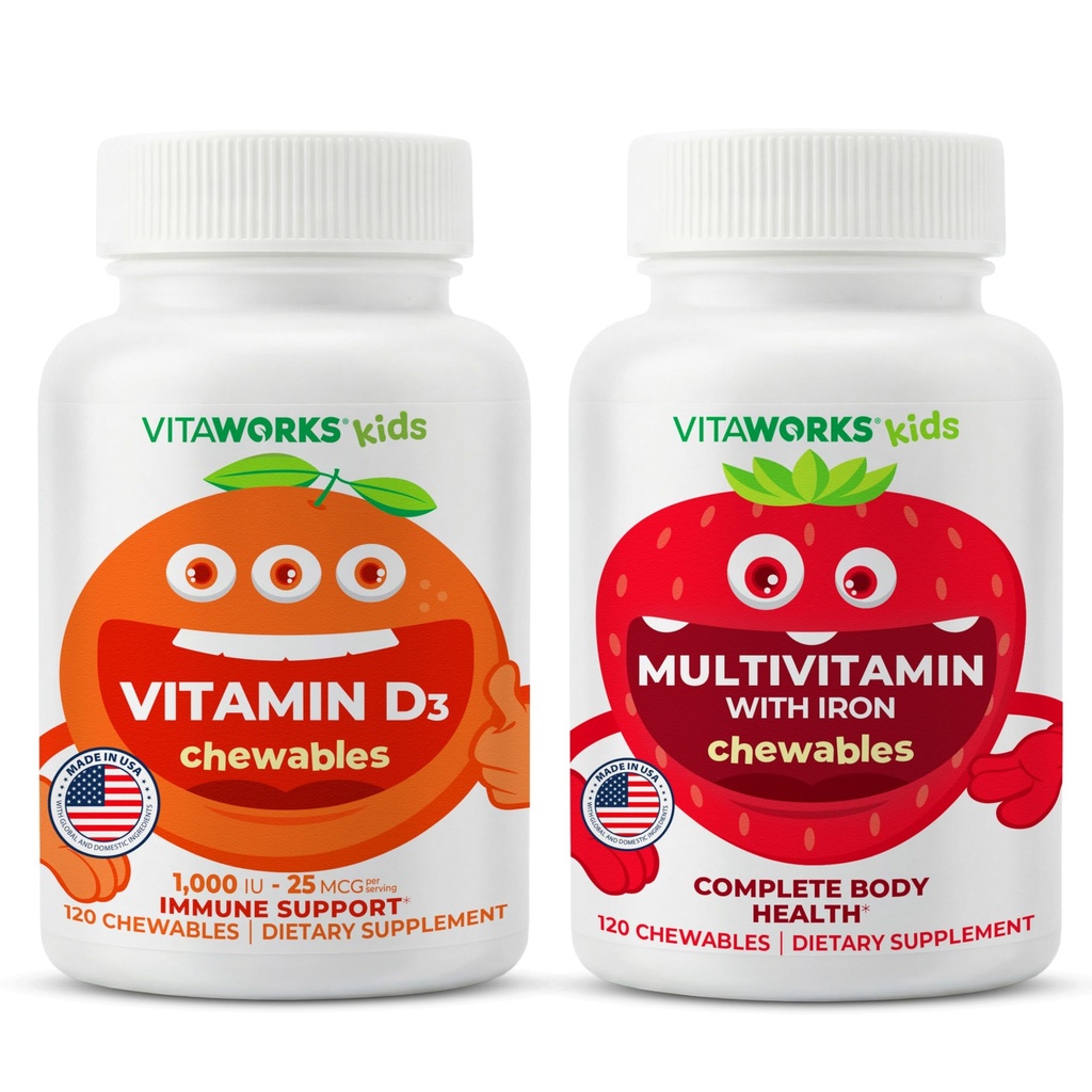Kinder Vitamin D3 1000 IU Chewables + Multivitamin Chewables Bundle