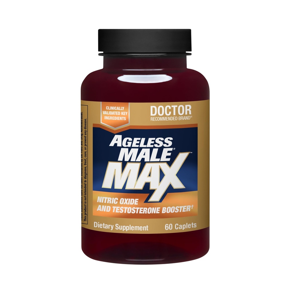 Homme sans âge Max Supplément total de booster testostérone pour les hommes, 60 Caplets