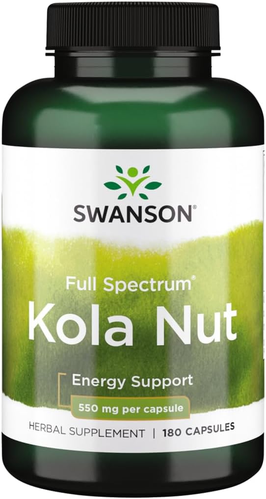 Swanson Spettro completo Kola Nut Energy Supporto per prestazioni fisiche 550 Milligrammi 180 capsule