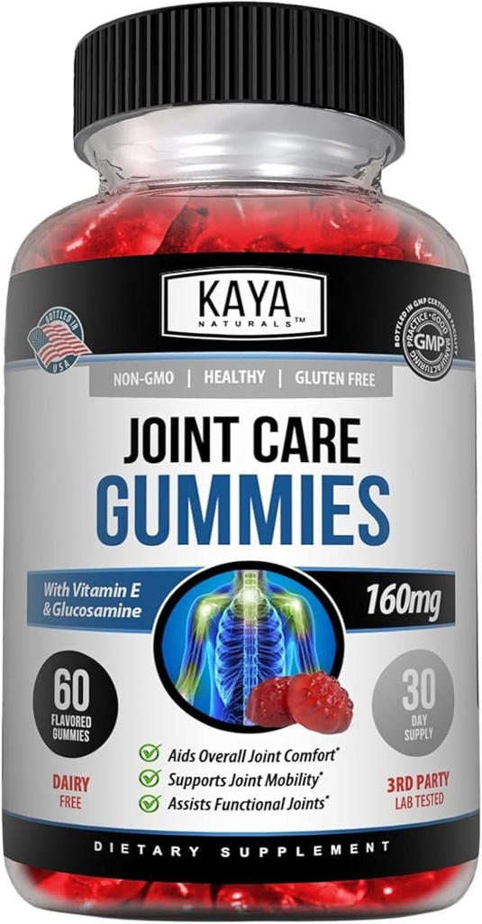 Kaya Naturals Mobility Care Gummies for Back, Knees & Hands - Supporto per la flessibilità - Glucosamine Gummies Miglior supporto immunitario per le donne e gli uomini - 60 Conte