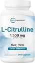 L Citrulline 1,500mg Per Serving, 360 capsule | Citrullina ad alta resistenza in Free Form | Aminoacido + Nitric Oxide Booster | Energia, recupero del muscolo, & Heart Support Supplement | Non-GMO