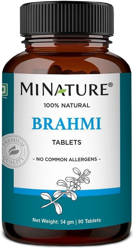 Brahmi Tabletten - 90 Tabletten, 1000 mg |45 Tage Versorgung | von mi Natur | 100% Natürliche Brahmi Tabletten | Vegan | Bacopa Monnieri | aus Indien