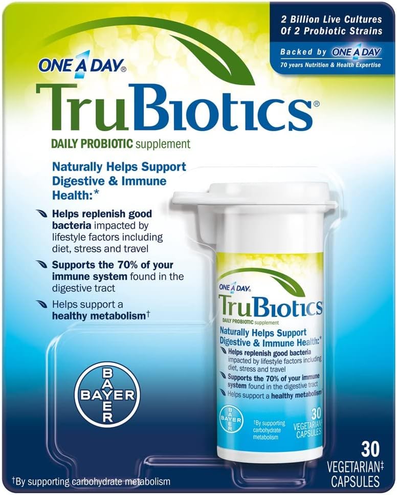 TruBiotics Daily Probiotic, 30 Capsule - Gluten Free, Soy Free Digestive + Immune Health Support Supplemento per Uomini e Donne