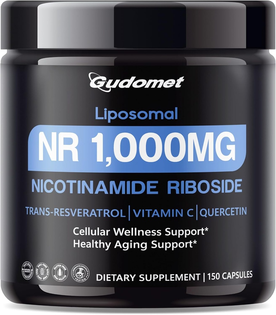 Liposomal NR (Nicotinamide Riboside) avec Trans-Resvératrol, Vitamine C & Quercetin – soutient le bien-être cellulaire et le vieillissement en santé -150 Capsules- Fabriqué aux États-Unis