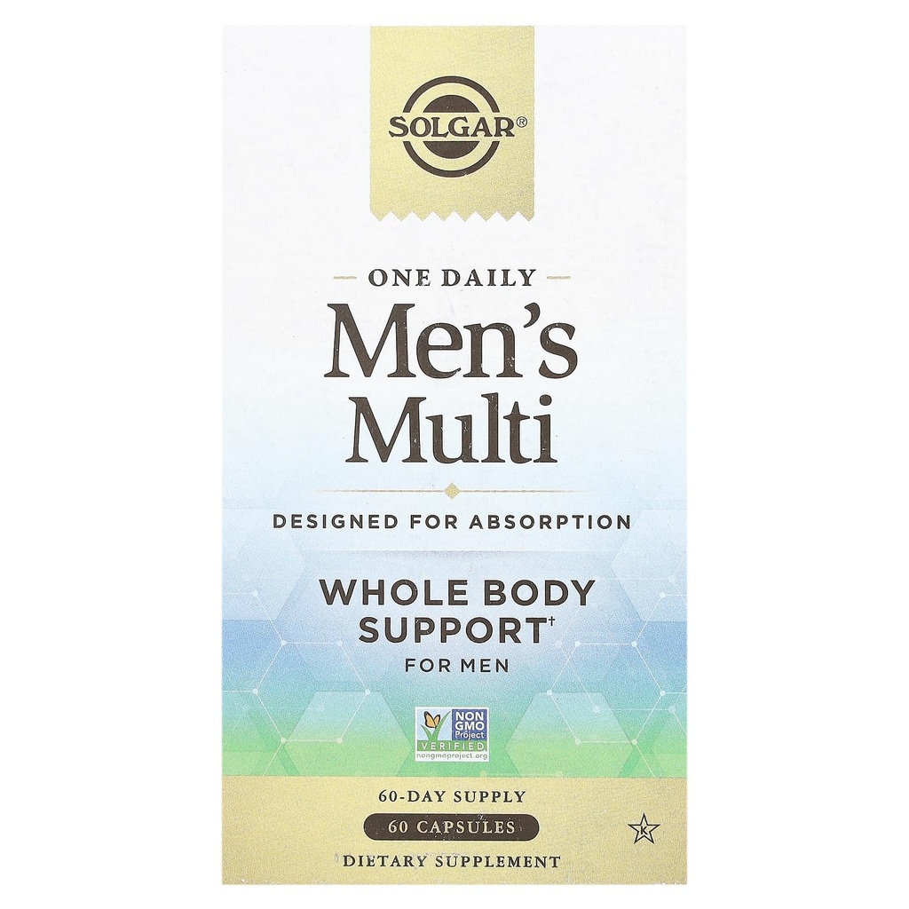 Solgar One Daily Men's Multivitamin Whole Body Support Supplemento, Altamente Assorbibile Delayed Release One Daily Multi Vitamin Capsules for Men - Immune Heart Energy Stress & Muscle Health, 60 Servings