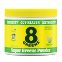 8Greens Super Greens Powder | Superfoods di miscela prebiotici e probiotici per la salute del fegato, Metabolismo, Debloating, con fibre, enzimi digestivi, organici: Spirulina, clorella, Lime di limone, 25 Servings