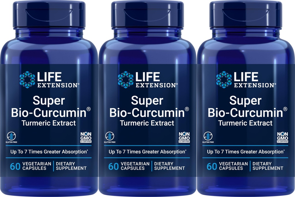 Lebensverlängerung Super Bio-Curcumin Kurkuma Extrakt 400 mg, 60 vegetarische Kapseln (Pack von 3)