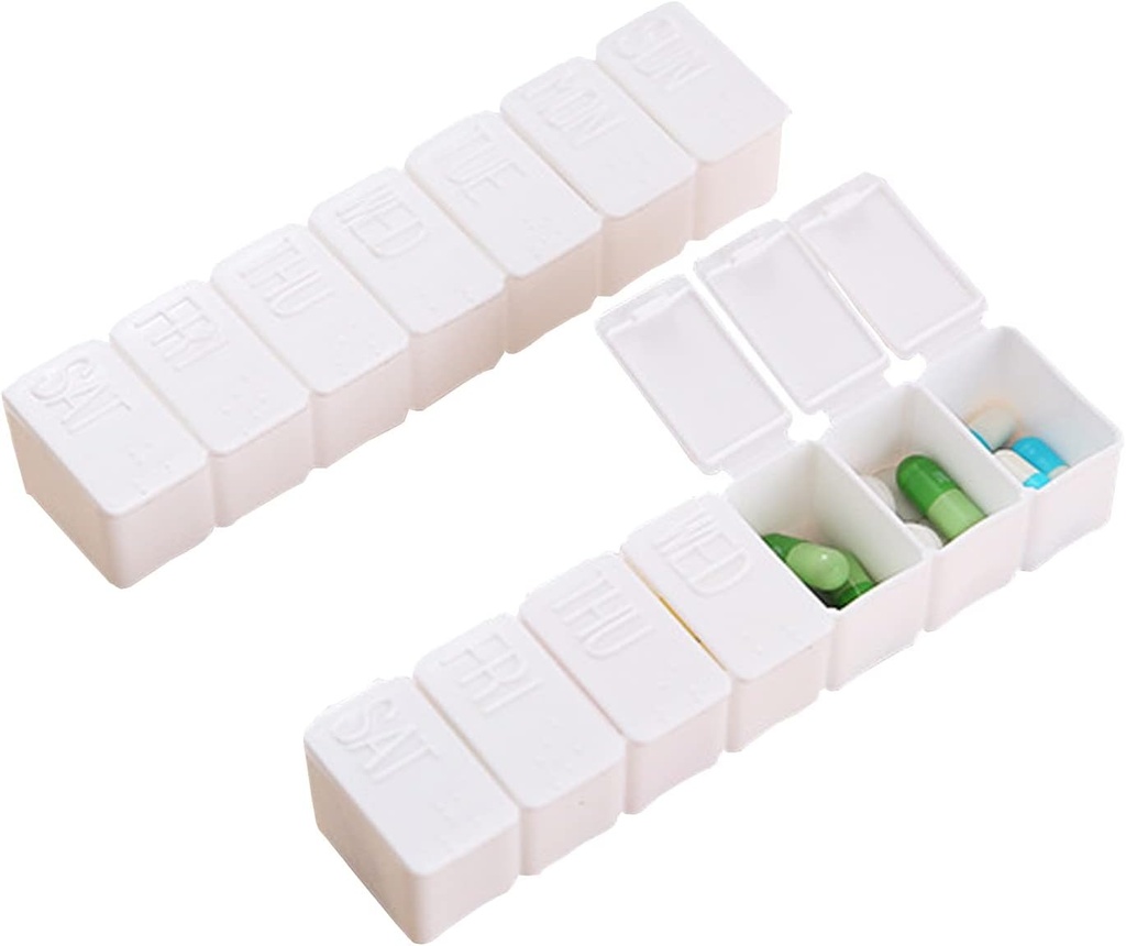 2 Pack 7 Compartiments sans BPA pendant que Pill Box/Pill Case/Travel Pill Organizer Distributeur pour les huiles de poisson de vitamine...