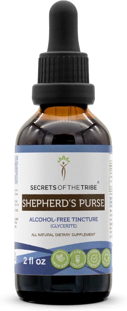 Segreti della Tribe Shepherd's Purse Alcohol-Free Liquid Extract, Shepherd's Purse (Capsella Bursa-Pastoris) Dried Herb (2 FL OZ)