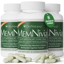 MemNivia Brain Ergänzungen für Memory & Focus | Dual-Sage Stammzellformel mit Cognivia®, Bacopa, Holy Basil & Ginger | Clinical Proven Mental Clarity Support | 180 Kapseln (3 Flaschen) | USA Made