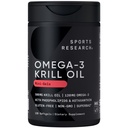 Sports Recherche Krill supplément huile avec EPA & DHA Omega 3, Phospholipides & Astaxanthin de l'Antarctique Krill - la plus forte concentration d'huile de krill pour les hommes et les femmes - 500mg, 120 Capsules Softgel