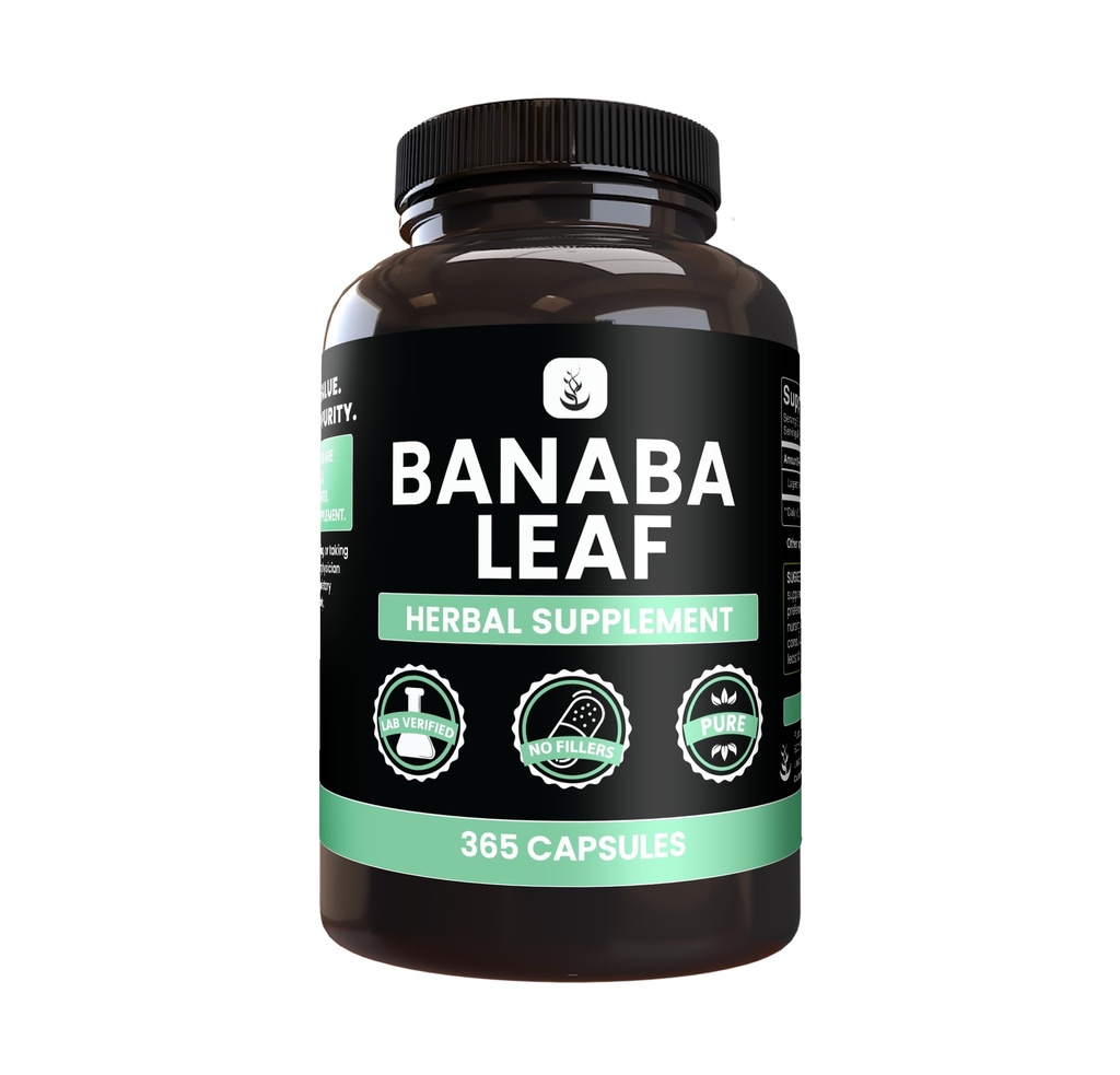 PURE ORIGINAL INGREDIENTS Banaba Blatt Extrakt (365 Kapseln) Kein Magnesium oder Reisfüller, Immer rein, Lab Verifiziert