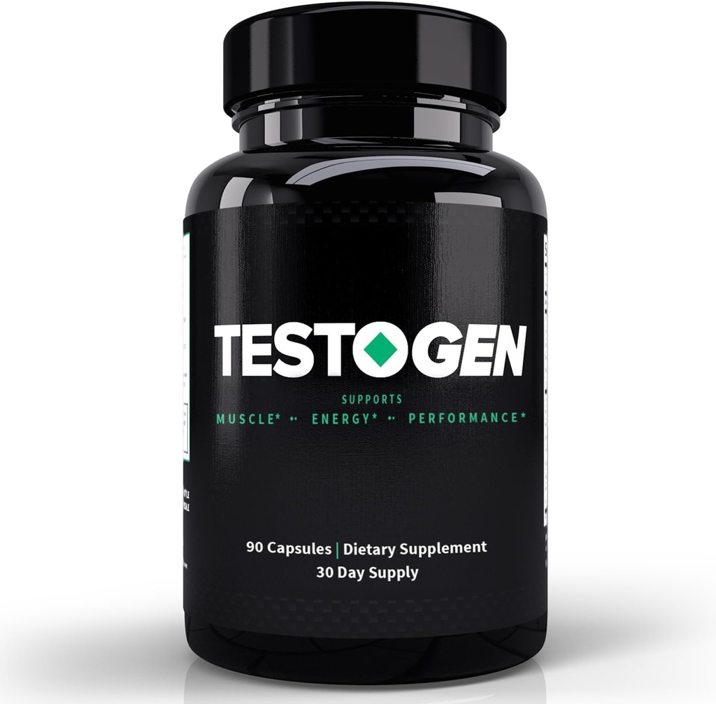 TestoGen Booster pour les hommes - Supplément Vitalité Naturelle Homme pour combattre les faibles niveaux d'énergie, combattre la fatigue, soutenir le contrôle du poids, la croissance musculaire et la focalisation - 3 mois d'approvisionnement