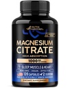 Magnesium Citrate Kapseln 1000mg | Hohe Absorptionsergänzung - Schlaf, Muskel & Herz Unterstützung - Vegan | Non-GMO - Made in USA - Als Pulver | Pillen | Tabletten - 120 Kapseln, 2 Monate Versorgung