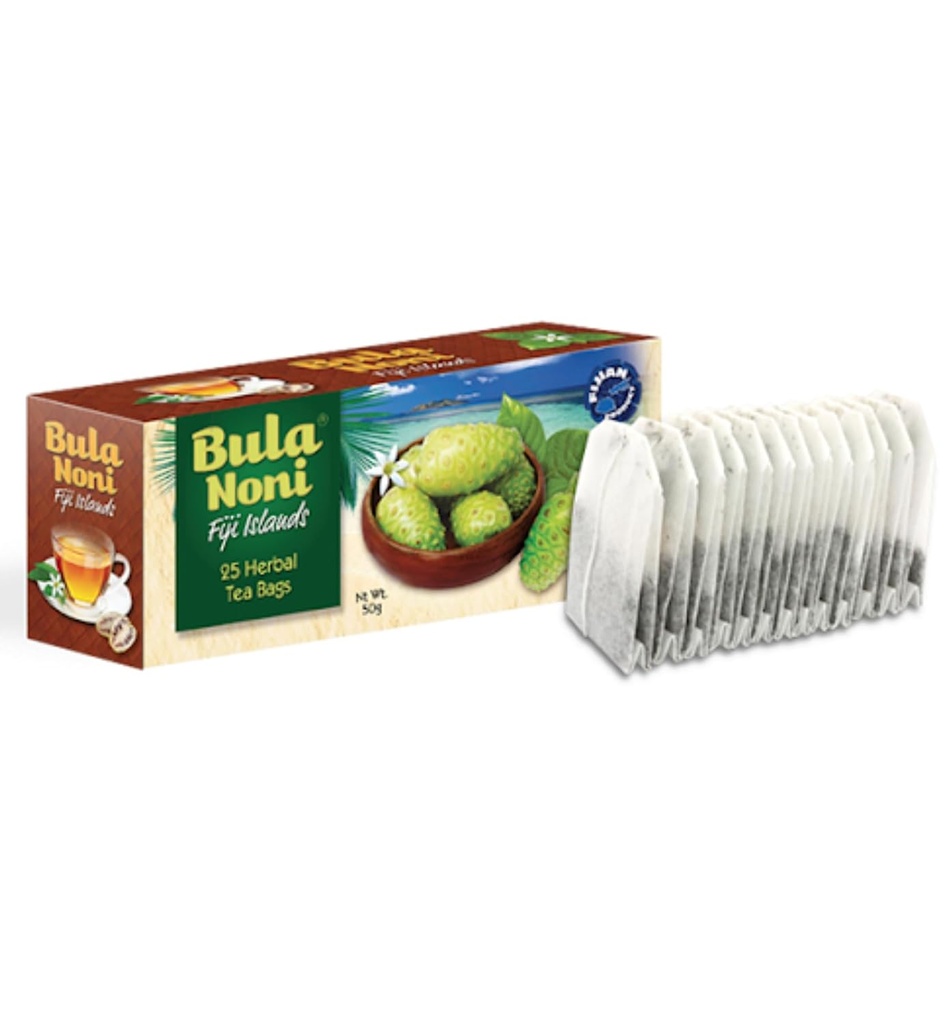Bula Noni - Noni Herbal Tea - 25 Tea Bags (50g) Pure Ceylon Green Tea, Made with Noni Fruit Leaves ... From FIJI