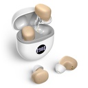 Hörgeräte, wiederaufladbare Hörgeräte für Senioren mit Lärmminderung, klein im Ohr Keine quietschenden Hörgeräte Update Maximum Gain 40dB mit Oval Charging Case LED Power Display, Beige