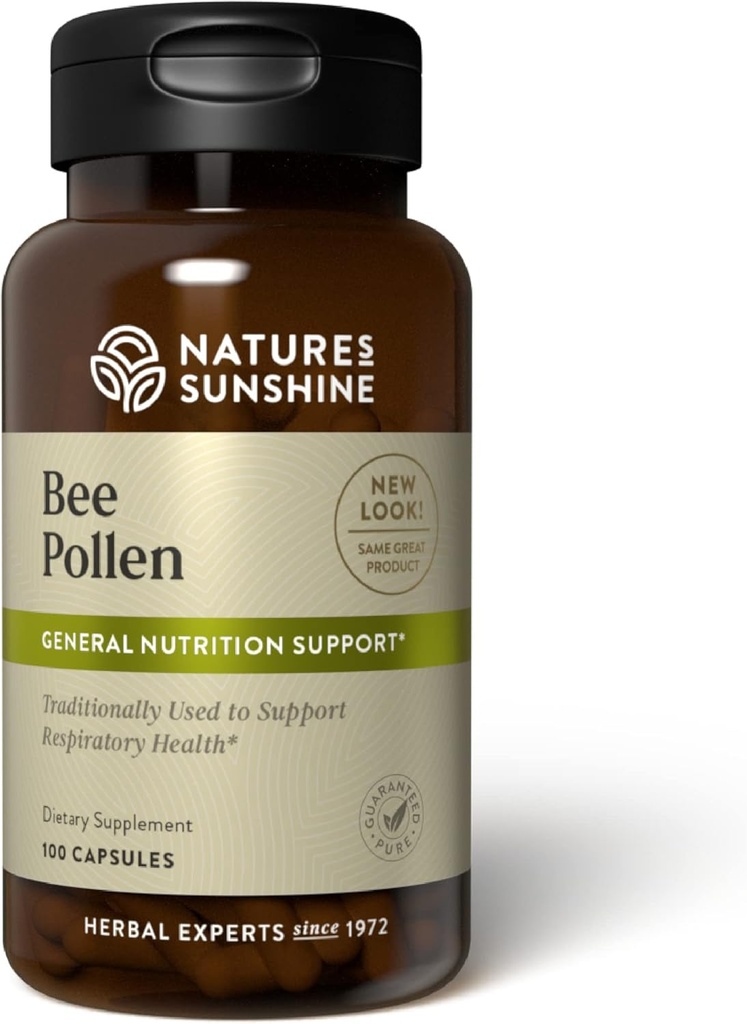 Nature's Sunshine Bee Pollen, 100 Kapseln | Hat ein starkes Ernährungsprofil, das einen natürlichen Energieschub bietet