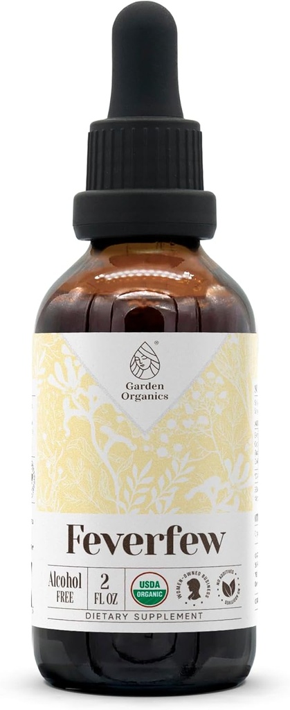 Feverfew USDA Organic Alcohol-Free Extract | Nahrungsergänzungsmittel, hochkarätige Tincture | Natürliche zertifizierte Bio Feverfew (Tanacetum parthenium) Getrocknete Kräuter (2 oz)