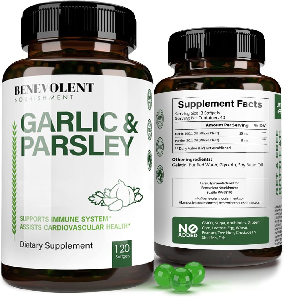 Benevolent Knoblauch Ergänzungen Odorless - 1500 MG Aged Extract Öl Kapseln, 120 Softgels - Antioxidante Immunität Unterstützung Knoblauch Pillen & Promotes Gesunde Cholesterol Levels - Non GMO 40 Day Supply