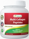 Best Naturals Multiple Collagen Peptides Protein Type I, II III, V & X Collagen unflavored 1 Pound - Grass Fed & Pasture Raised - Water Soluble - Facile da miscelare