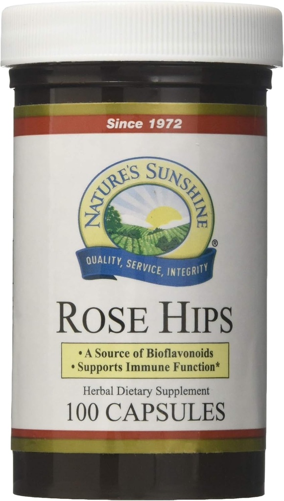 Nature's Sunshine Rose Hips, 100 Kapseln, Kosher | Unterstützt Immunität, natürliche Quelle von Vitamin C, Enthält Beneficial Bioflavonoide, und bietet leistungsstarke Antioxidantien