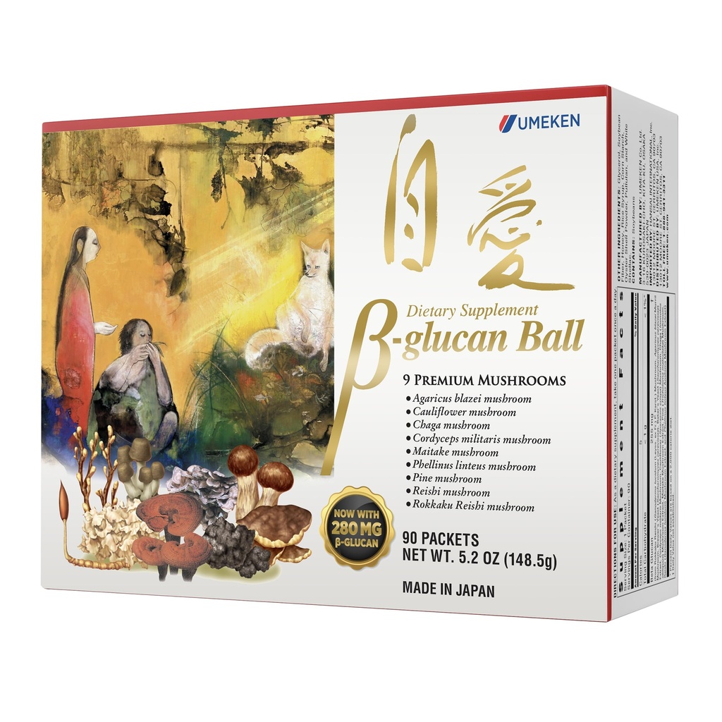 Umeken Beta Glucan, Immune Boost, Estratto di funghi, Integratore alimentare, Miscela di 9 pacchetti di estratto di funghi premium, Facile da prendere Beta Glucan Supplements, 3 mesi di alimentazione, 90 Contenitore Box, Confezione da 1