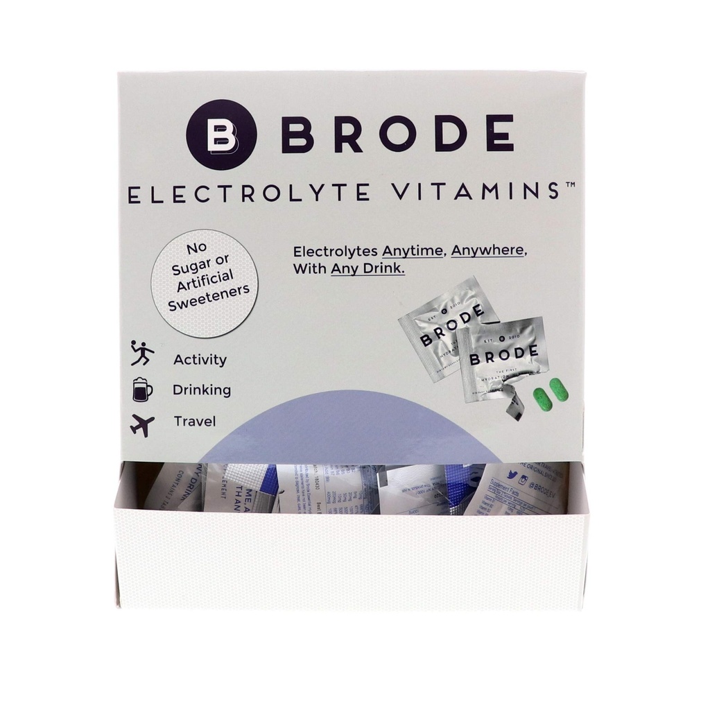 Brode Elektrolyt Vitamin - Portable Zero-Sugar Elektrolyt Tabletten - für Sport, Nachtleben, Jet Lag, 5 Essential Electrolytes + 9 Vitamine 100-Packets