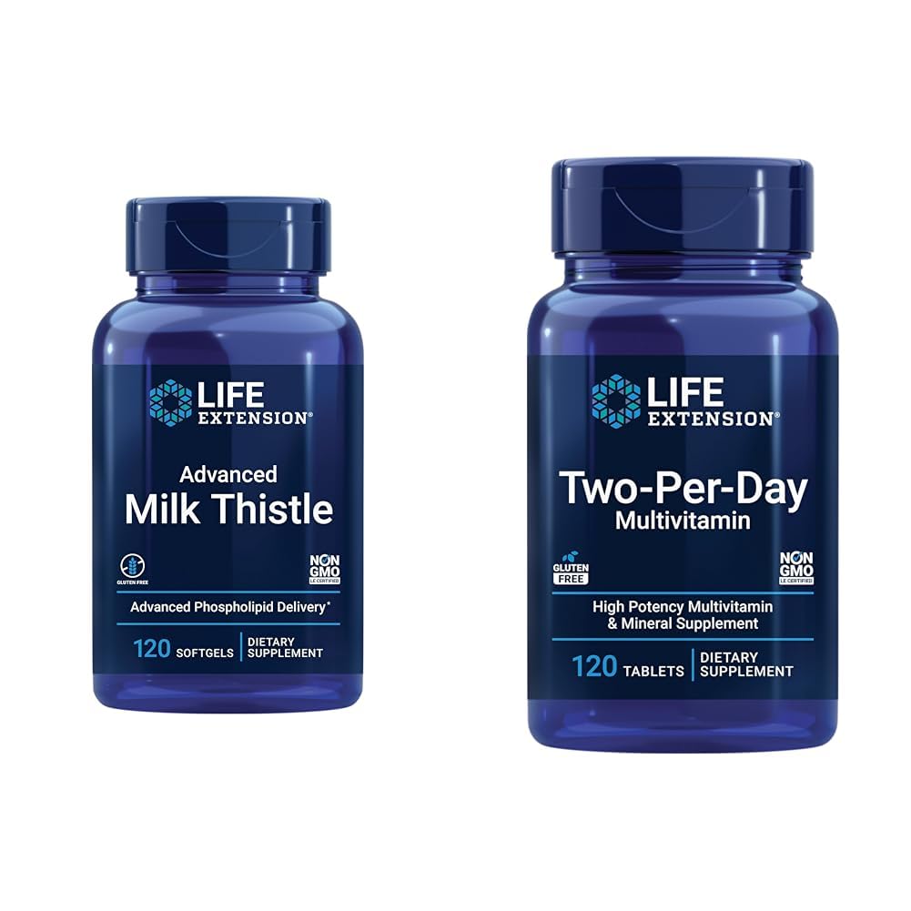 Life Extension Advanced Milk Thistle 120 Softgels und Zwei-Per-Day High Potency Multi-Vitamin & Mineral 120 Tabletten Bundle