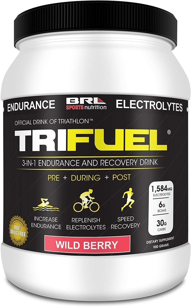 3-en-1 Endurance et récupération, hydratation, BCAA, boisson améliorée en électrolyte (Berry sauvage)...
