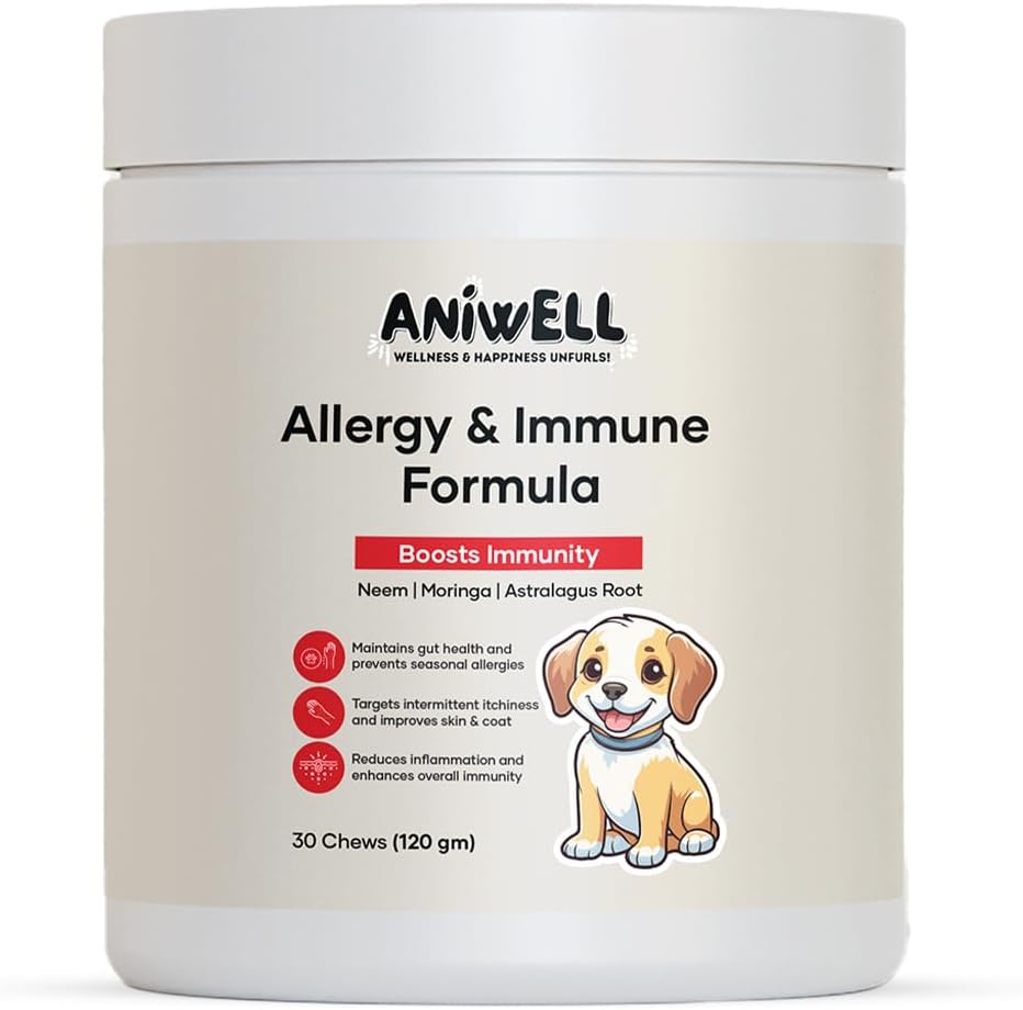 Allergy & Immune Support Chews for Dogs – Powered by Astragalus Root & Flaxseed C3 – Promuove l'allergia stagionale, Gut & Digestive Health – Soft Chews