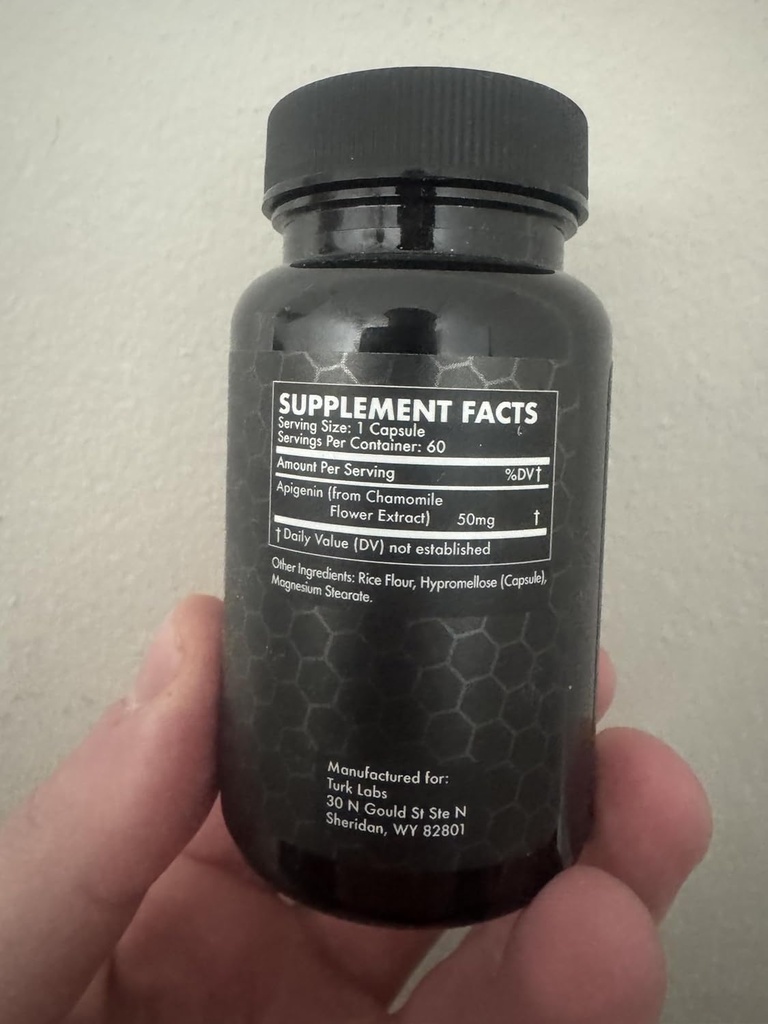 Turk Apigenin - Integratore Bioflavonoide Naturale - Metabolismo, Calma, Dormire e Supporto Neve - 60 Capsule, 50mg Ogni Labs