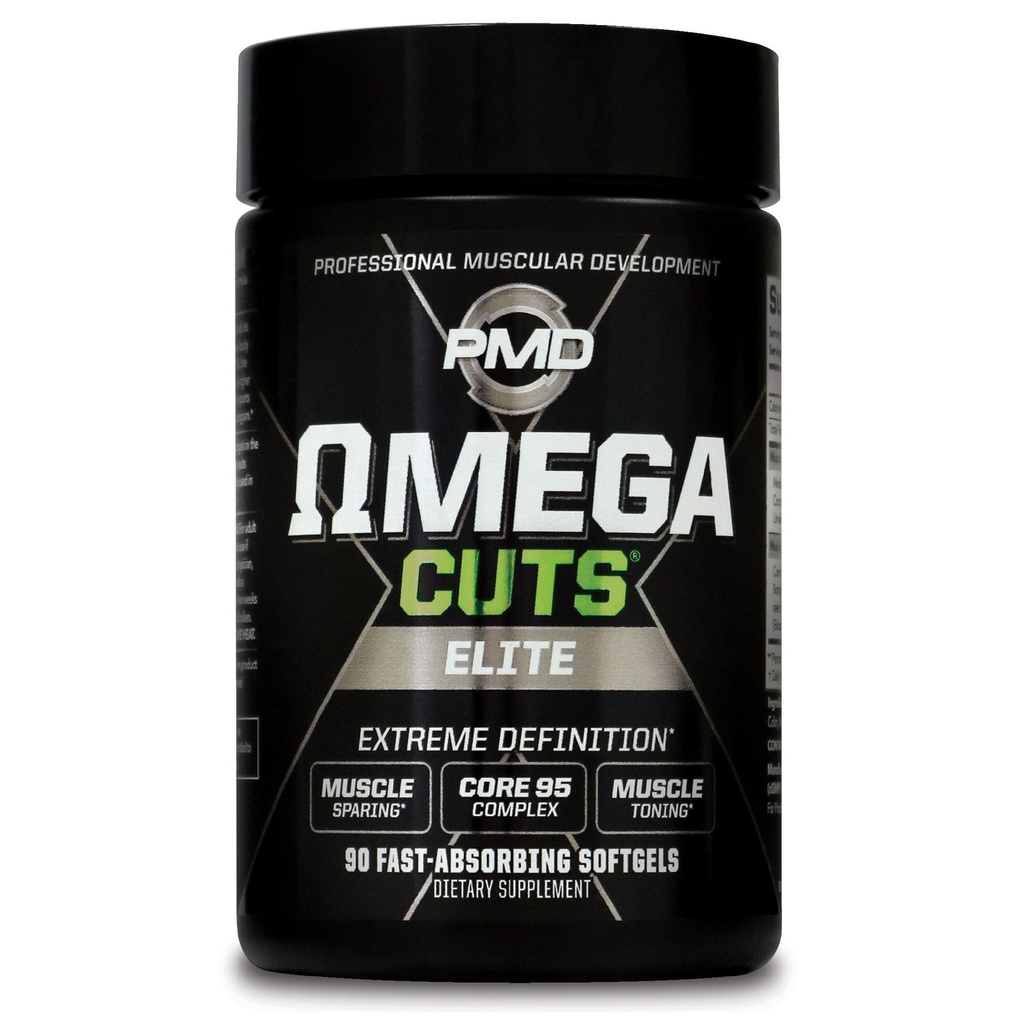PMD Sports Omega Cuts Elite Fat Loss-Muscle Defining Formula - Acides gras oméga, MCT et CLA pour la définition et l'entretien des muscles - Keto Friendly for Women and Men - Stimulant Free (90 Softgels)