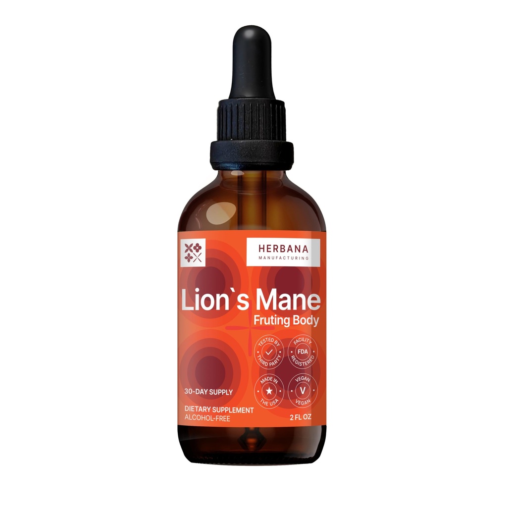 Lion's Mane 2 fl oz Liquid Extract - Natürliche Pilztropfen - Tincture for Brain, Memory, Mental Clarity & Focus - Immununterstützung - High Potency Formula - 30-Day Supply