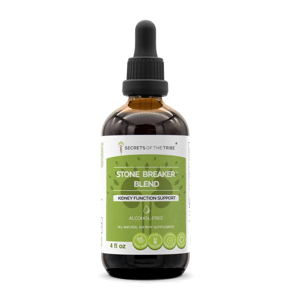 Secrets of the Tribe Stone Breaker Blend Alkoholfreier Extrakt, Stonebreaker, Burdock, Yucca, Goldenrod, Pferdeschwanz, Tribulus. Glycerit-Tinktur, Nierenfunktion Unterstützung (4 oz)