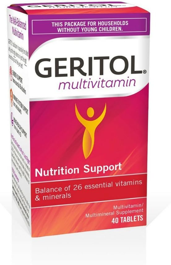 Geritol Multi-Vitamin Ernährungsunterstützung Tabletten, Balance von 26 essentiellen Vitaminen und Mineralien, 40-Count (Pack von 2)