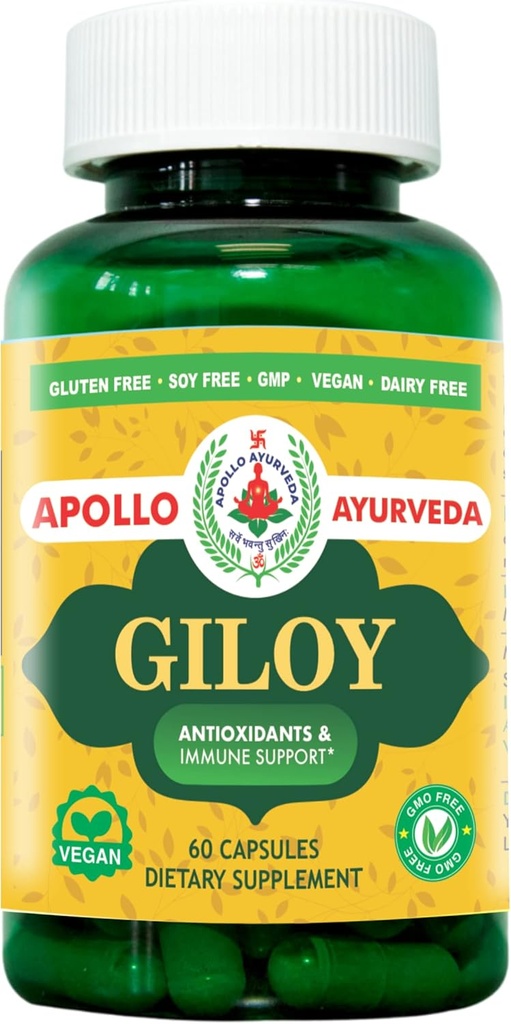 Organic Giloy (Guduchi) Polvere Herbal Capsule | Natural Herbal Supplement per il supporto immunitario, l'energia e la digestione | Equivalent 5000 mg - 60 Veg Capsule | Made in USA