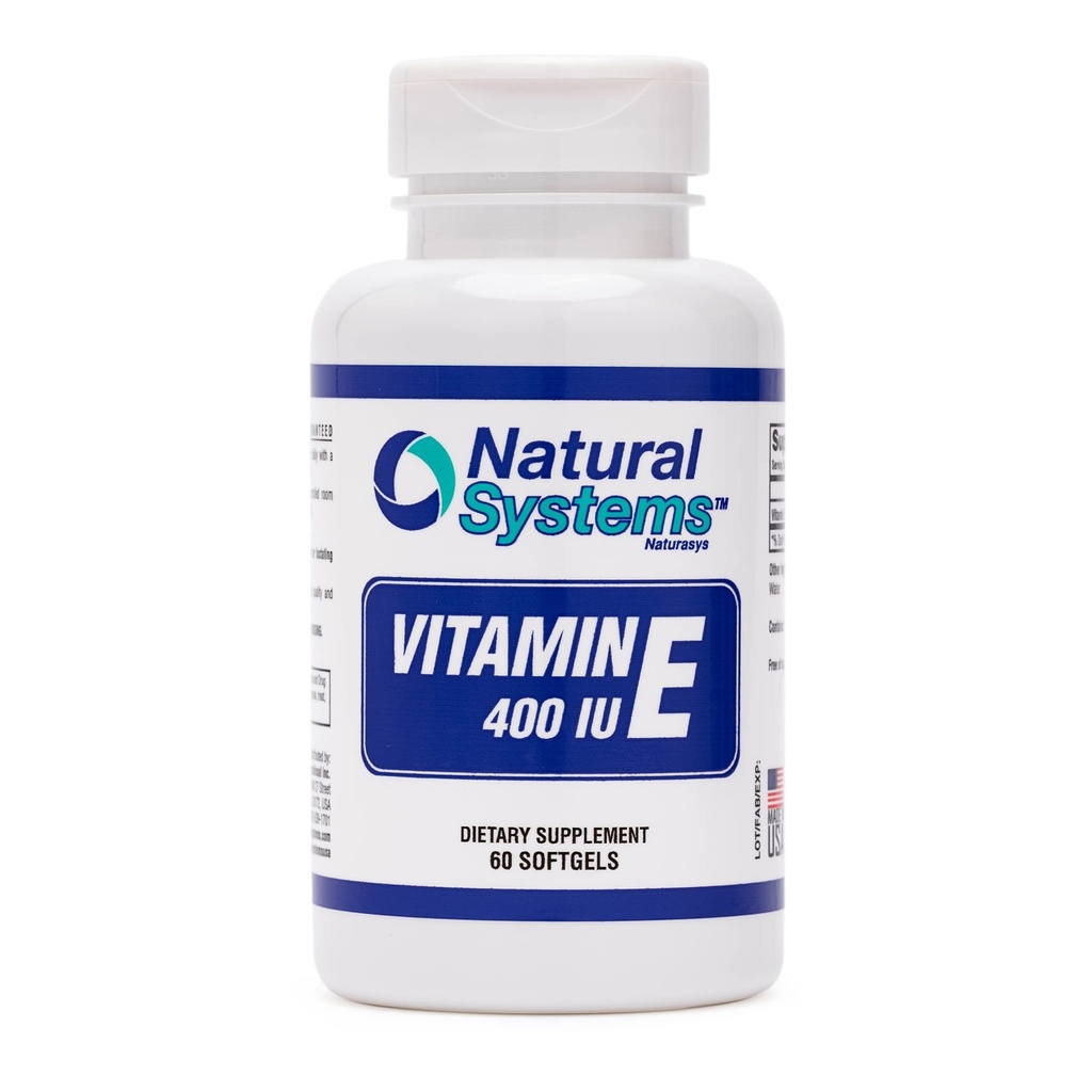 Vitamin E 60 Softgels 400 IU von natürlichen Systemen - Vitamin E ergänzt Immunsystemunterstützung * - Vitamin E Softgels Hautpflege - Natürliches Vitamin E Nicht-Sugar, Nicht-künstliche Aromen oder Konservierungsstoffe