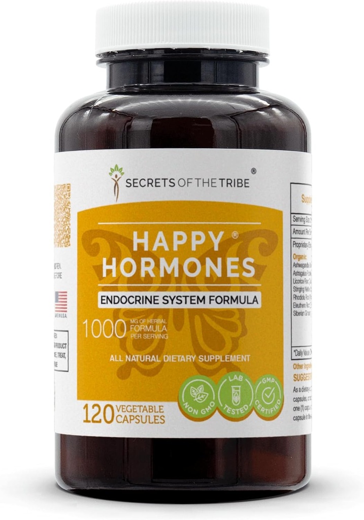 Secrets of the Tribe - Happy Hormone, Endocrine System Formel, Kräuterergänzung Blend (120 Kapseln)