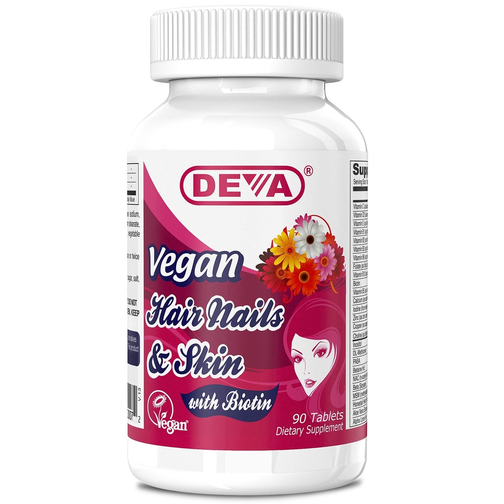 DEVA Vegan Capelli, Unghie e Vitamine Pelle & Minerali con Biotina, Supplemento, 90 compresse